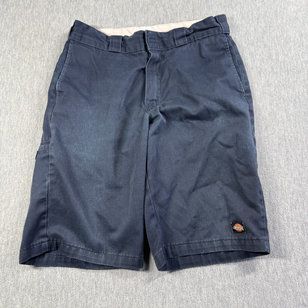 Dickies Shorts Mens 33 Navy Blue Relaxed Fit Workwear Flat Front Pocket